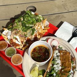 Veganito fries with Adobada & Birria Tacos