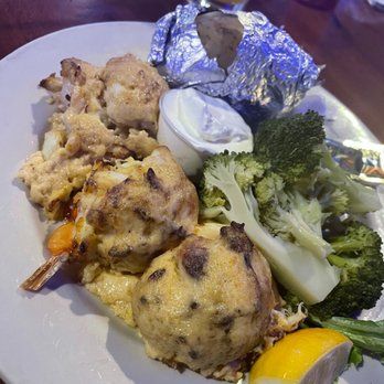 Hazelwood Inn - Bake potatoe, broccoli and stuffed shrimp - New American Near Me - Baltimore, Maryland