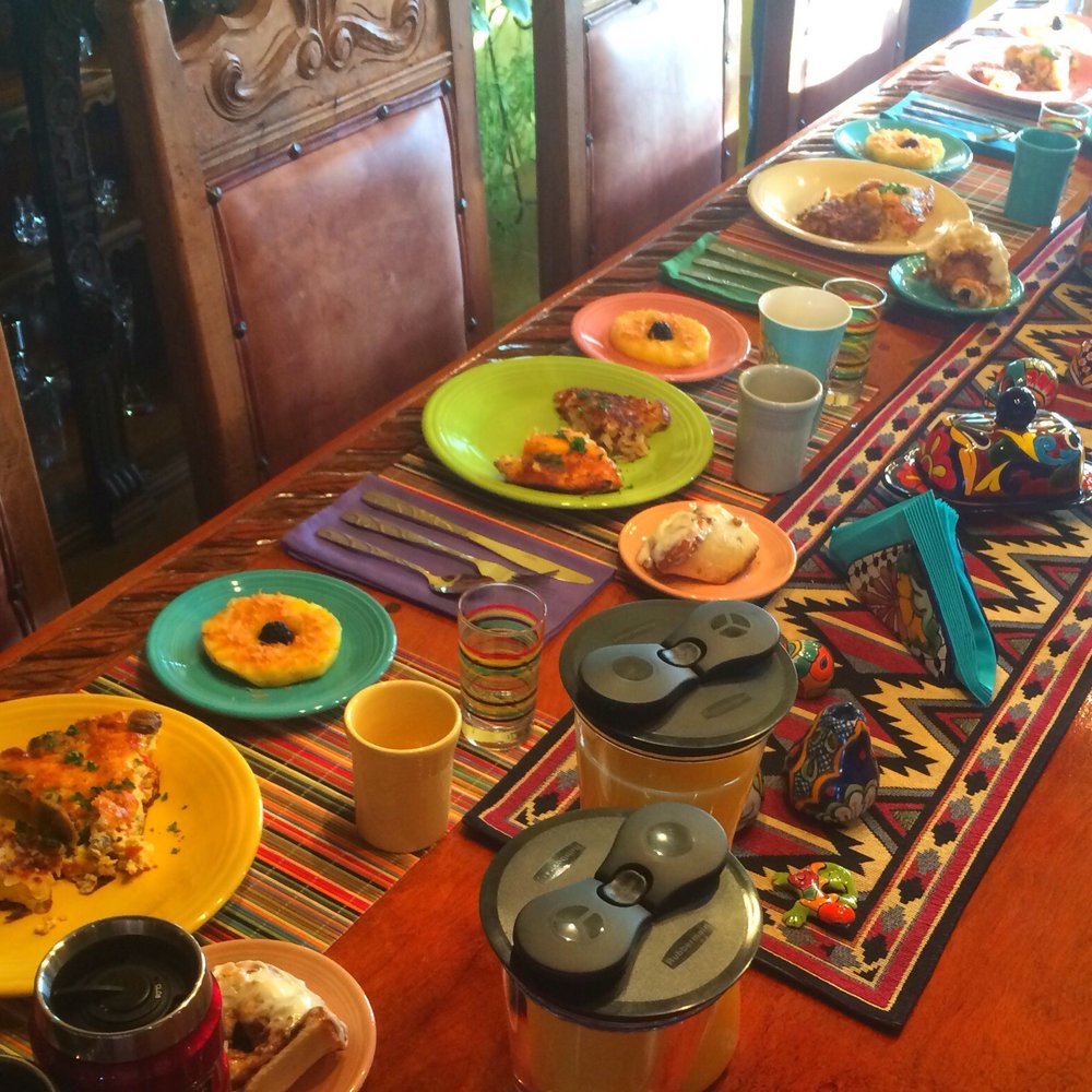 Down by the River Bed & Breakfast - Breakfast feast with other guests - Hotels Near Me - Saint David, Arizona
