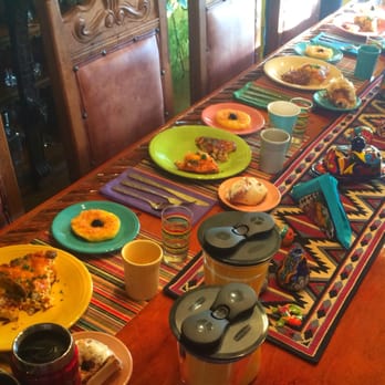 Down by the River Bed & Breakfast - Breakfast feast with other guests - Hotels Near Me - Saint David, Arizona Down by the River Bed & Breakfast - Breakfast feast with other guests - Hotels Near Me - Saint David, Arizona