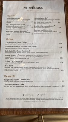 Menu photo 6 The Cliff House North Vancouver, BC Menu photo 6 The Cliff House North Vancouver, BC