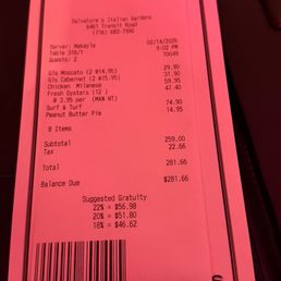 Bill for a Terrible dining experience!
