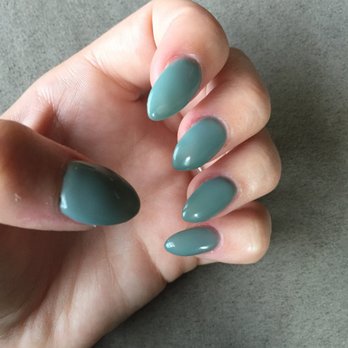 Bratton Nails - Beautiful almond shape! Love this color too! (Just ignore my dry hands!) - Nail Salons Near Me - Austin, Texas