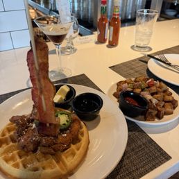 Chicken and waffles, side of potatoes Chicken and waffles, side of potatoes