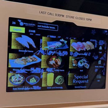 Waka Sakura - Order on screen - Conveyor Belt Sushi Near Me - Gardena, California Waka Sakura - Order on screen - Conveyor Belt Sushi Near Me - Gardena, California