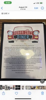 Menu photo 1 Peggy Sue's Diner Chesterton, IN