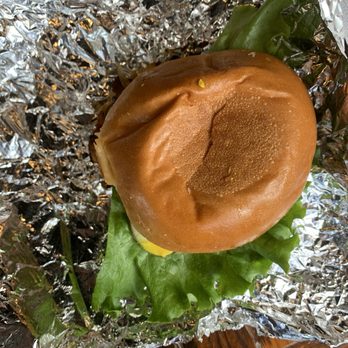 Social Burger - Ian (Single Burger) with lettuce, pickles, mustard, sautéed mushrooms and cheddar cheese - Burgers Near Me - Vienna, Virginia