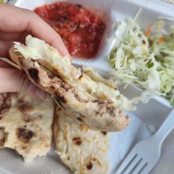 Pupusas - Bean on bottom, cheese and onion on top