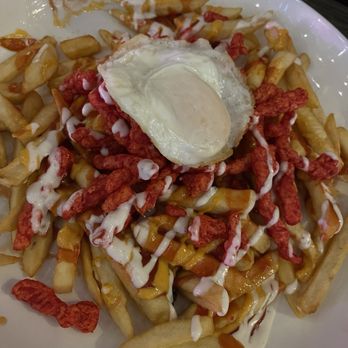 Pocha K - Fries with hot Cheetos and an egg for $16 - Korean Near Me - Newark, California Pocha K - Fries with hot Cheetos and an egg for $16 - Korean Near Me - Newark, California
