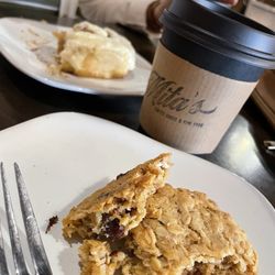 Mita's Coffee House & Fine Foods - Cowboy cookie cafe con leche and cinnamon roll
