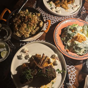 The Guest House Austin - lamb chops, fried rice, salad - New American Near Me - Austin, Texas