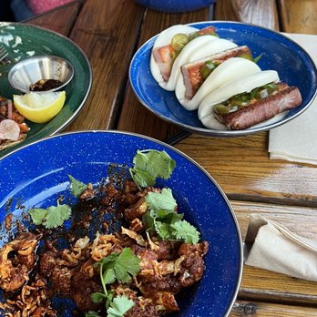 The Snug - Left: Mole Cauliflower Right: Steamed Buns (3) - Cocktail Bars Near Me - San Francisco, California