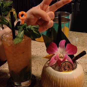 The SOS Tiki Bar - round 2 was Queens Park Swizzle and Fool's Gold and our amazing bartender Heather - Caribbean Near Me - Decatur, Georgia