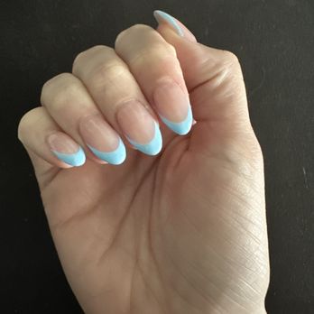 Jasmine Nails & Spa - French tip but with blue - Nail Salons Near Me - Denver, Colorado Jasmine Nails & Spa - French tip but with blue - Nail Salons Near Me - Denver, Colorado