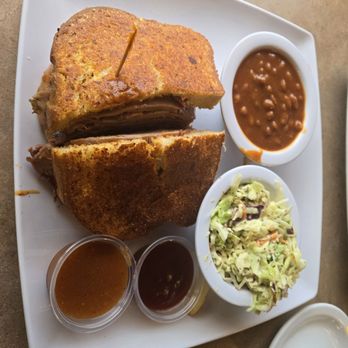 The Bear Pit Bar-B-Que - Lamb sandwich on garlic toast - Barbeque Near Me - Mission Hills, California The Bear Pit Bar-B-Que - Lamb sandwich on garlic toast - Barbeque Near Me - Mission Hills, California