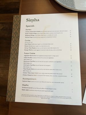 Menu photo 4 Siṃha Indian Kitchen & Bar Providence, RI