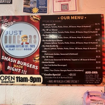 Just Burgers - Menu - Burgers Near Me - Oklahoma City, Oklahoma Just Burgers - Menu - Burgers Near Me - Oklahoma City, Oklahoma