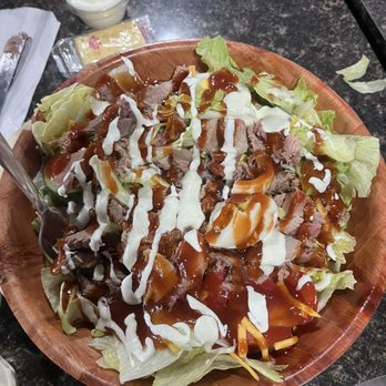 The Pig Bar-B-Q - Pulled pork salad with bbq sauce and ranch. - Barbeque Near Me - Callahan, Florida The Pig Bar-B-Q - Pulled pork salad with bbq sauce and ranch. - Barbeque Near Me - Callahan, Florida