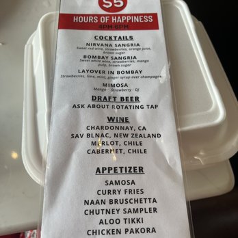 Spice Lounge - Happy hour menu - Indian Near Me - San Diego, California