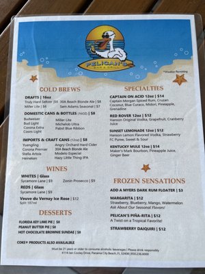 Menu photo 1 Pelicans Bar Panama City Beach, FL Menu photo 1 Pelicans Bar Panama City Beach, FL