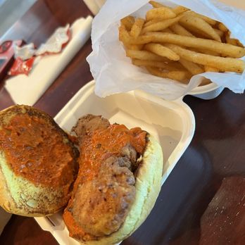 Buttery Buns - Butter chicken sandwich with no onions. And fries. - Sandwiches Near Me - Fresno, California