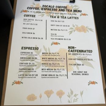 Zocalo Coffee - Menu - Coffee & Tea Near Me - San Francisco, California Zocalo Coffee - Menu - Coffee & Tea Near Me - San Francisco, California