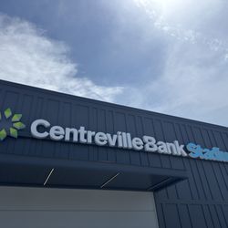 Centreville Bank Stadium - Centerfield bank Stadium logo at the north plaza
