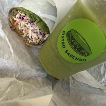 Bistro Saechao - Mr. Greens smoothie & half of my Korean Bulgogi sandwich as a wrap with beef! - Sandwiches Near Me - Jackson, California