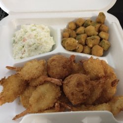 Captain Ds - Fried shrimp, cole slaw, and fried okra!