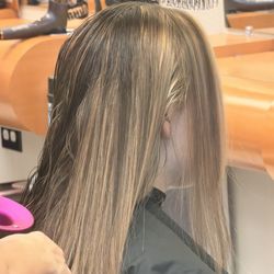 Main Street Beauty Salon - My 10 year old after getting partial highlights