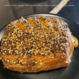 Cream cheese filled everything bagel seasoned croissant