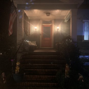 Baxter's Brewhouse Inn, Bed and Brew - front stairs and yard at night - Bed & Breakfast Near Me - Georgetown, South Carolina