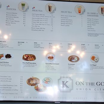 K On The Go - Menu 5/23/26 - Bubble Tea Near Me - Union City, California