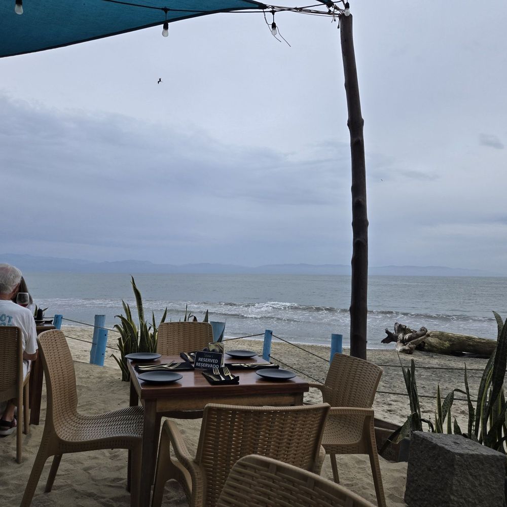 Beachfront tables.
