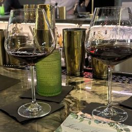 These are two glasses of red wine. They were very good and the service was amazing.