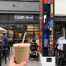 Exterior outside entrance of St. Elmo's Coffee Pub - Chai latte frappe - Alexandria, Virginia Exterior outside entrance of St. Elmo's Coffee Pub - Chai latte frappe - Alexandria, Virginia