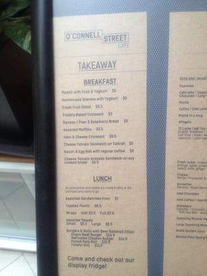 Menu photo 1 O'Connell Street Cafe Sydney, NSW