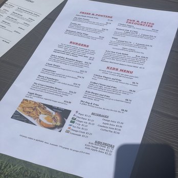 Jubilee Pavilion - Back of the menu - Pubs Near Me - Oshawa, Ontario