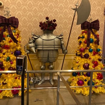 Despicable Me Minion Mayhem - Christmas trees in the entryway - Amusement Parks Near Me - Universal City, California