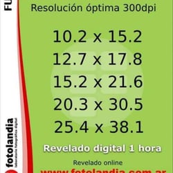 Fotolandia - Aca tienen las medifas justas en las que les podes enviar tus fotos. Ej. 20*30 = 20,3*30,5