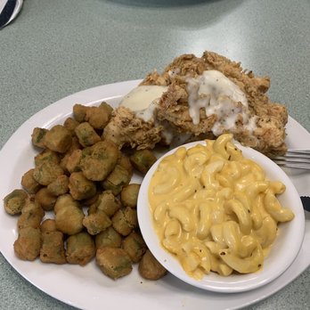 Real Texas Cafe - The Mac and cheese and okras were okay.. - Breakfast & Brunch Near Me - Euless, Texas