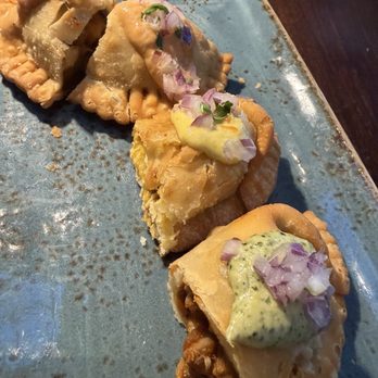 La Mar - Beef chicken mushroom and corn empanadas. Corn wins - Latin American Near Me - San Francisco, California La Mar - Beef chicken mushroom and corn empanadas. Corn wins - Latin American Near Me - San Francisco, California