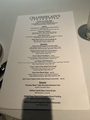 Menu photo 1 Chamberlain's Steak & Fish Dallas, TX