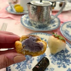 The Omni Homestead Afternoon Tea - Blueberry pastry cream in the profitetole