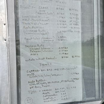 Route 66 Donut - Kind of hard to read, but their drive-thru menu 7/2021 - Donuts Near Me - Bethany, Oklahoma