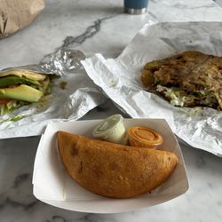Patacon Latin Cuisine - Empanada beef, arepa beef, patacon beef