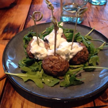 Bin228 Gastropub - Lamb meatballs with tzatziki sauce and feta - New American Near Me - Glastonbury, Connecticut Bin228 Gastropub - Lamb meatballs with tzatziki sauce and feta - New American Near Me - Glastonbury, Connecticut