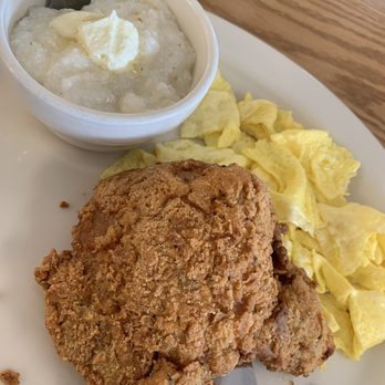 Breakfast & Lunch Lovers - Pork chop, grits and scrambled eggs - Desserts Near Me - Raytown, Missouri