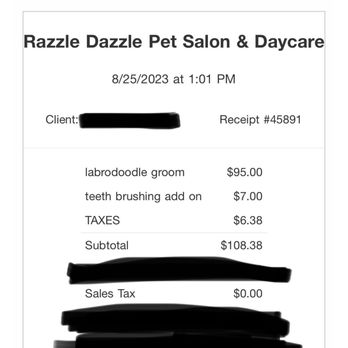 Razzle Dazzle - My receipt - Pet Groomers Near Me - Indian Land, South Carolina Razzle Dazzle - My receipt - Pet Groomers Near Me - Indian Land, South Carolina