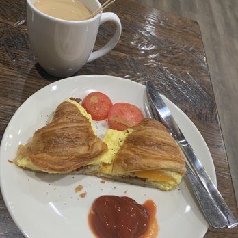 la Madeleine - Coffee with Bacon Egg and Cheese Croissant - Bakeries Near Me - Dallas, Texas la Madeleine - Coffee with Bacon Egg and Cheese Croissant - Bakeries Near Me - Dallas, Texas